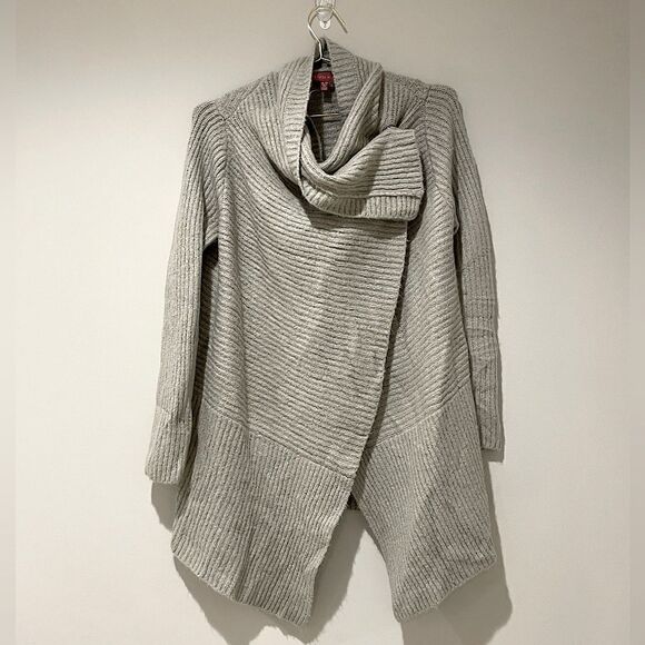 EUC Saks Fifth Avenue Gray DRAPE CARDIGAN Sz. S/M - Picture 1 of 6